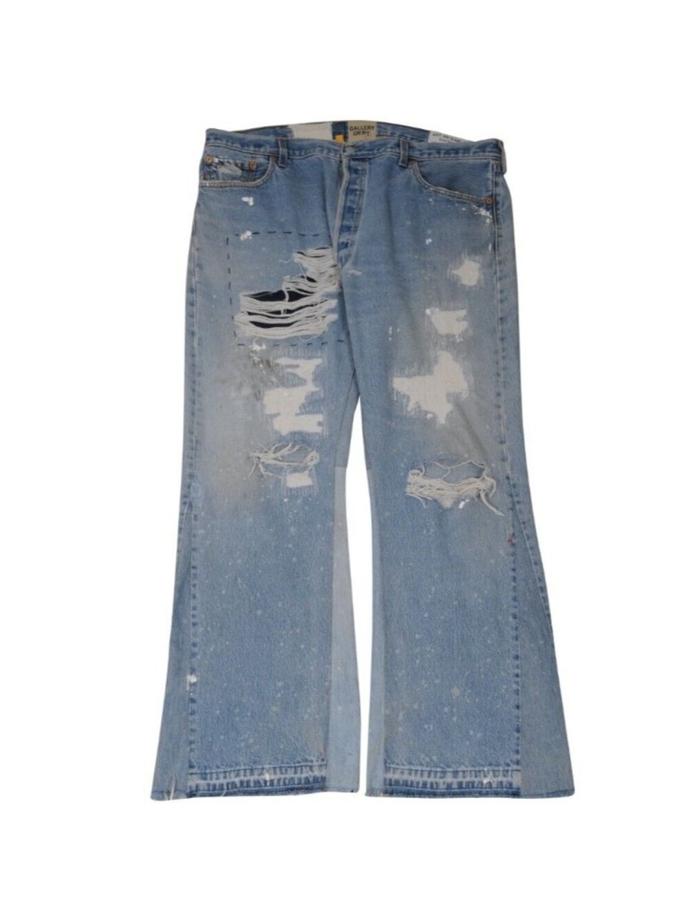 Gallery Dept Indiana Flare Jeans Size US 38x32 Indigo Blue Denim Raw Hem